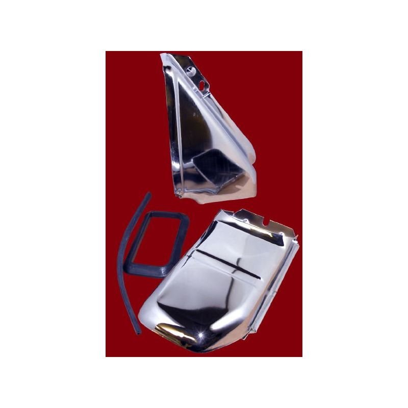 Rear Doghouse Ducting Tins; Chrome exhaust/cooler cover